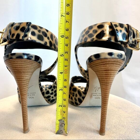 Giuseppe Zanotti Leopard cheetah animal print patent high heel sandals Sz 38.5 - Picture 10 of 13